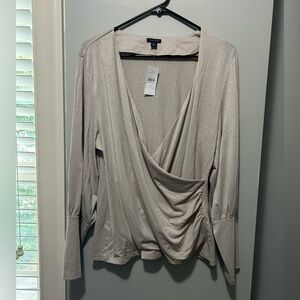 Ann Taylor / Shimmer Long Sleeve Wrap Blouse